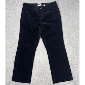 Coldwater Creek Womens Size 14 Pants Black Corduroy Straight Leg Stretch Soft